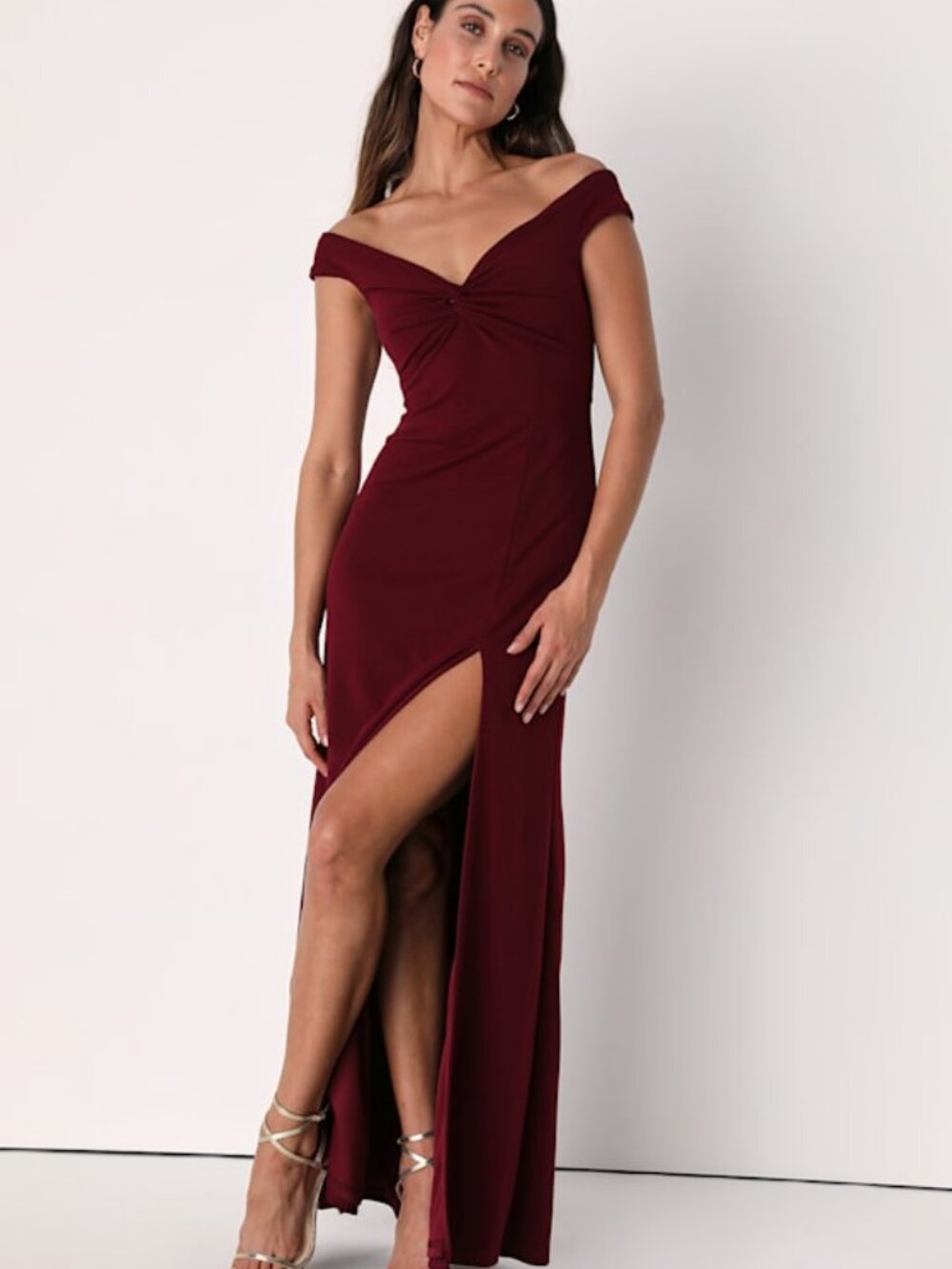 Lulus Burgundy Maxi Dress - Off-The-Shoulder Dress - Elegant Maxi Dress